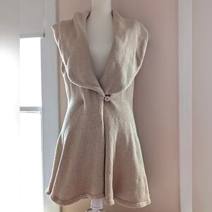 Rachel Zoe Beige Cream 100% Cotton Knit Long Sweater Vest Warm Small